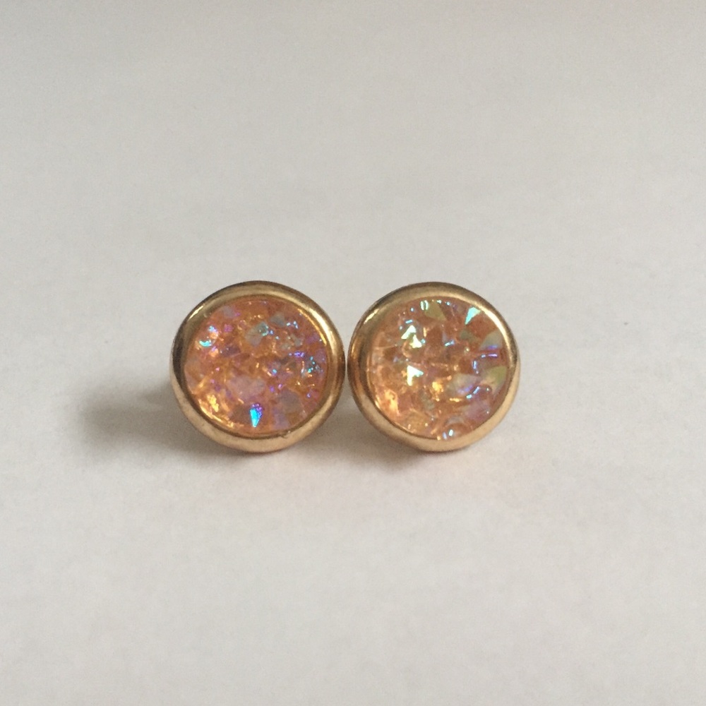 Peach Druzy earrings